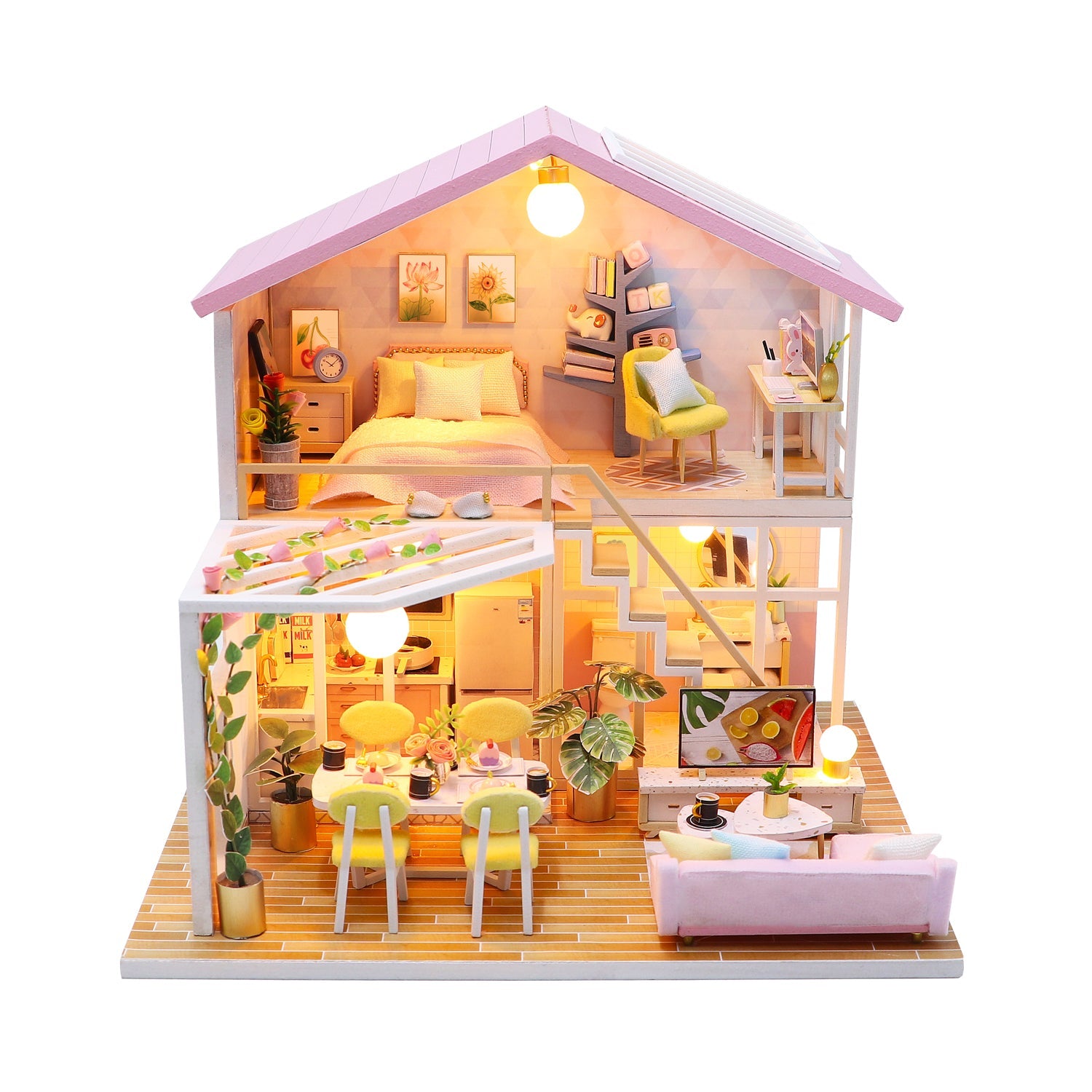 3D Wooden Doll House Miniature Toy-Sweet Time Home