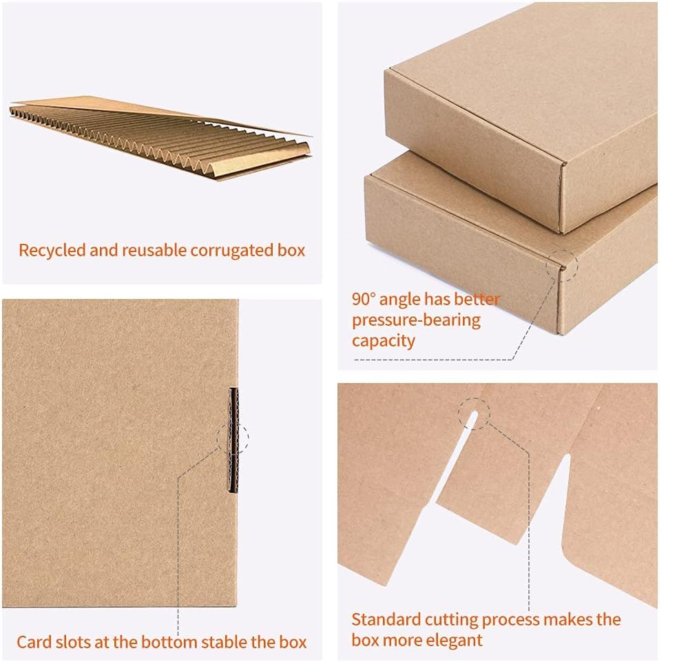 9x6x2 Inches Small Shipping Boxes, 100 Pack Corrugated Cardboard Box