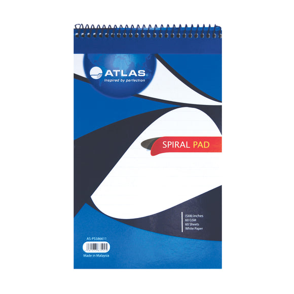 Atlas Spiral Notepad 5x8 inch 60 sheets 12 pcs