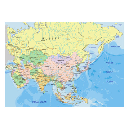 Asia countries Wall Map 47x33 inches