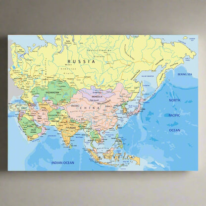 Asia countries Wall Map 47x33 inches