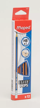 Maped Black Peps HB Pencil with Eraser (12Pcs)