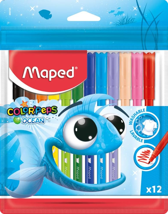 Maped Color' Peps Ocean Washable Felt Tip Color Pens (12pcs)