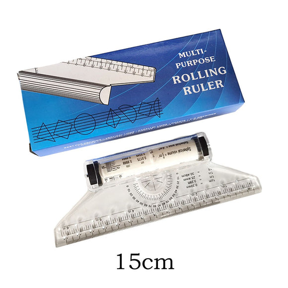 Multi - Purpose Rolling Ruler with Protractor 15cm
