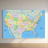 USA Wall Map 47x33 inches towns, cities