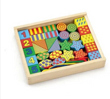 Wooden Lacing Fram Toy Blocks Construction Set