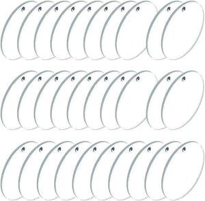 Acrylic Sheets Clear Circle DIY Christmas Hang Ornament 16pcs