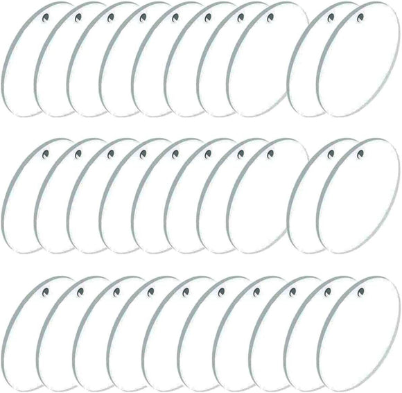 Acrylic Sheets Clear Circle DIY Christmas Hang Ornament 16pcs