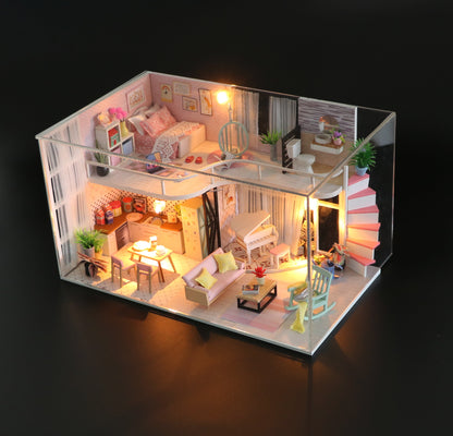 Birthday Gift 3D Wooden Doll House Miniature Toy - Anna's Pink Melody