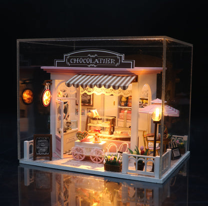 Birthday Gift 3D Wooden Doll House Miniature Toy - Chocolate House - Nejoom Stationery