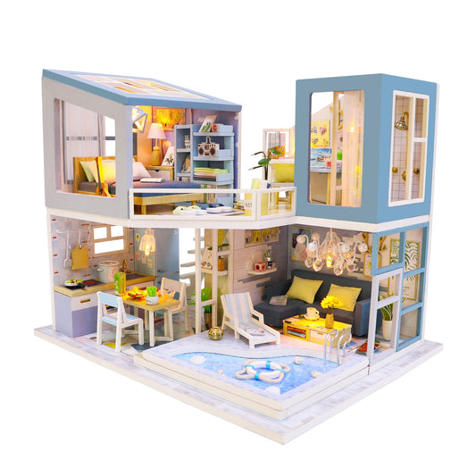 Birthday Gift 3D Wooden Doll House Miniature Toy - FirstMeet Holiday Home - Nejoom Stationery