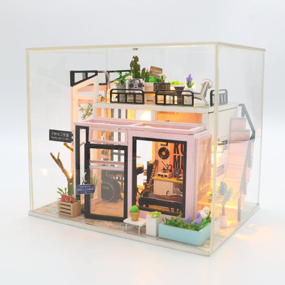 Birthday Gift 3D Wooden Doll House Miniature Toy - Hourly Light Studio - Nejoom Stationery