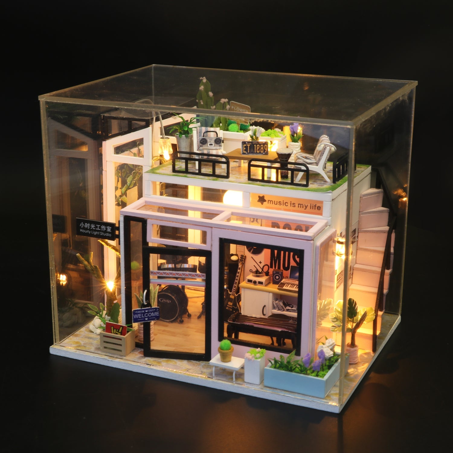 Birthday Gift 3D Wooden Doll House Miniature Toy - Hourly Light Studio - Nejoom Stationery