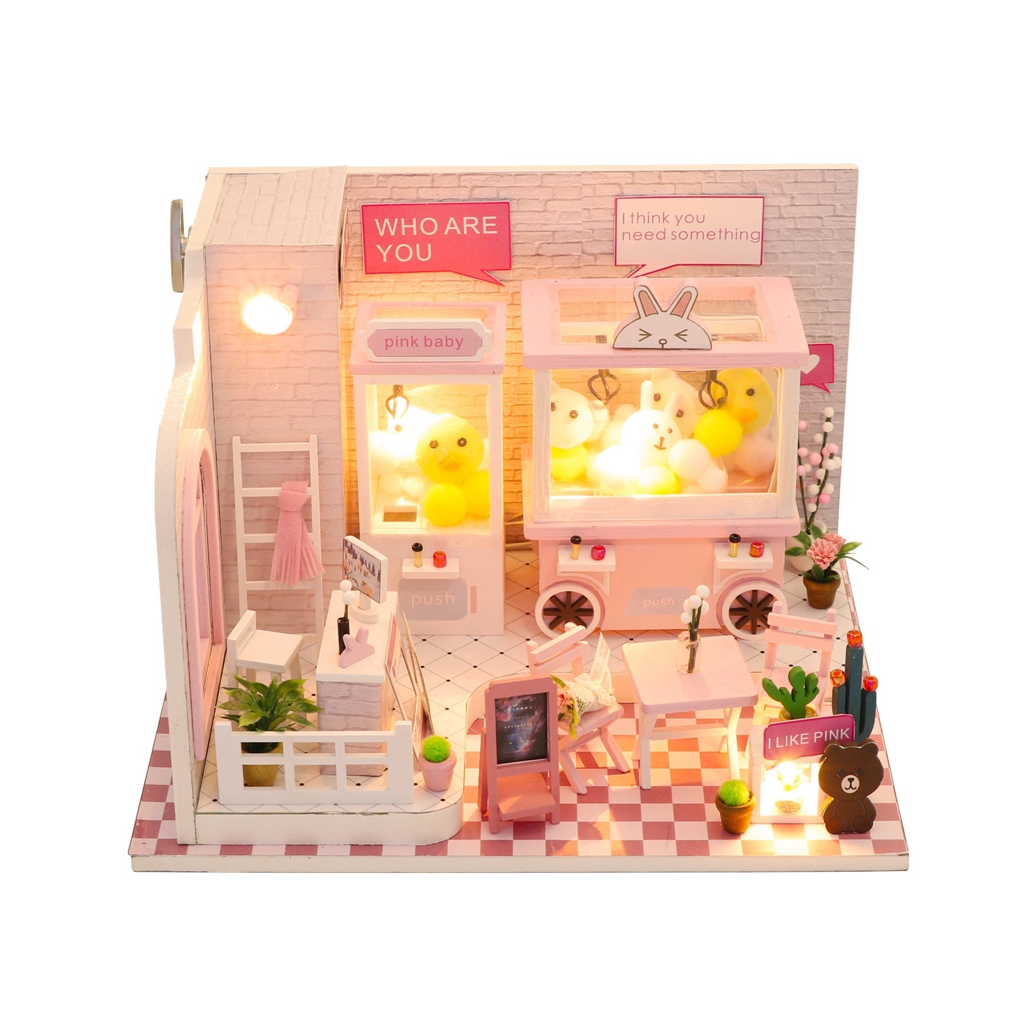 Birthday Gift 3D Wooden Doll House Miniature Toy - Pink Baby Home - Nejoom Stationery