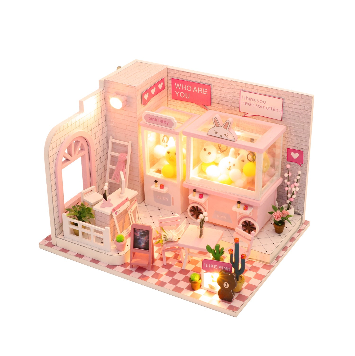 Birthday Gift 3D Wooden Doll House Miniature Toy - Pink Baby Home - Nejoom Stationery