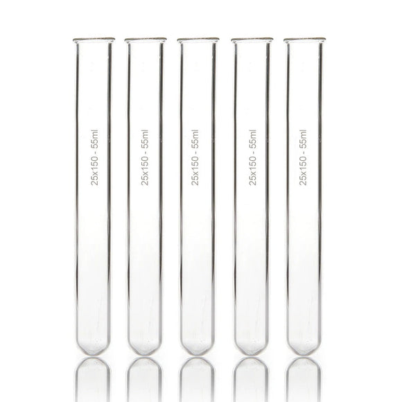 Borosil Lab Test Tube Glass 25 x 150 55ml 5 Pcs