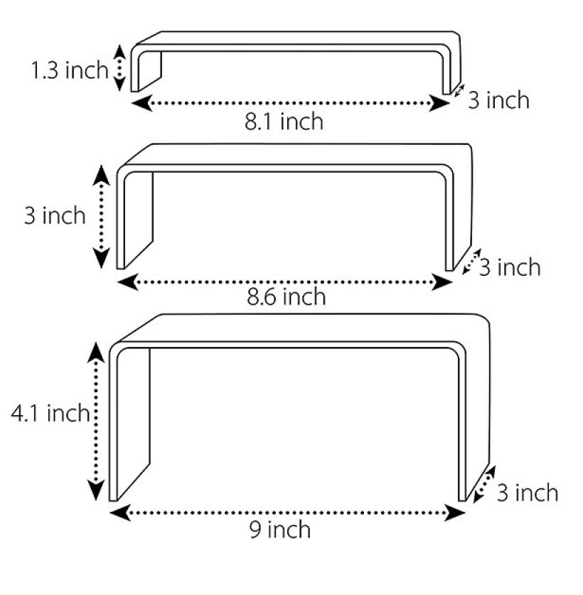 Clear Acrylic Risers Display Stand Showcase Rectangle - 6pcs - Office Supplies