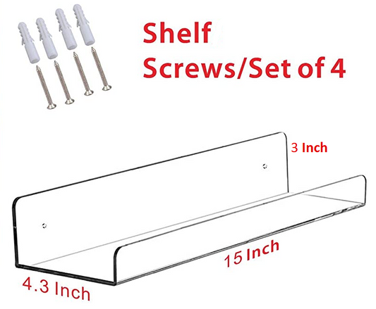 Clear Acrylic Wall Ledge Bookshelf 15’ Transparent - Office Supplies