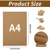 Corrugated Cardboard Sheets, A4 Size, 20-Pack, Brown, for Crafts, DIY
