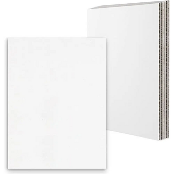 Corrugated Cardboard Sheets, A4 Size, 5-Pack, White , for Crafts, DIY, Art Projects and Packaging