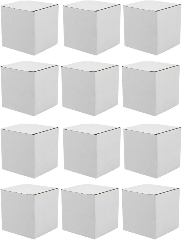 Corrugated Cardboard Shipping Boxes, 10×10×10cm, White Packaging Mailing Boxes for Business, Mug , Storing or Gift (Pack of 10)