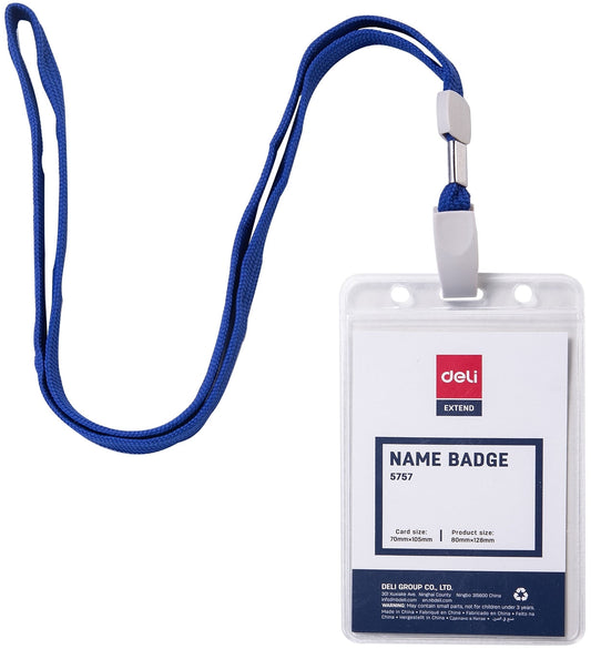 DELI E5757 Name Badge- Vertical with lanyard - Nejoom Stationery