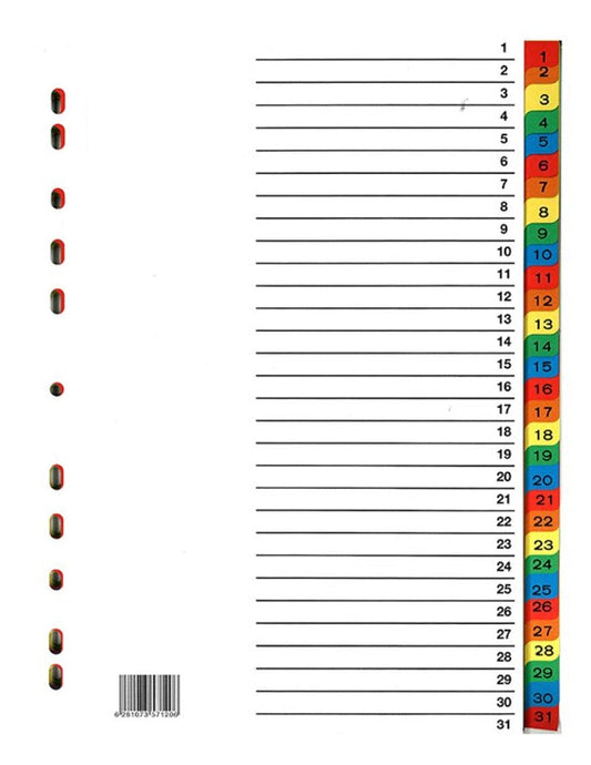 Deluxe Amt Index Divider 31 Pcs  (A4 color) - Nejoom Stationery