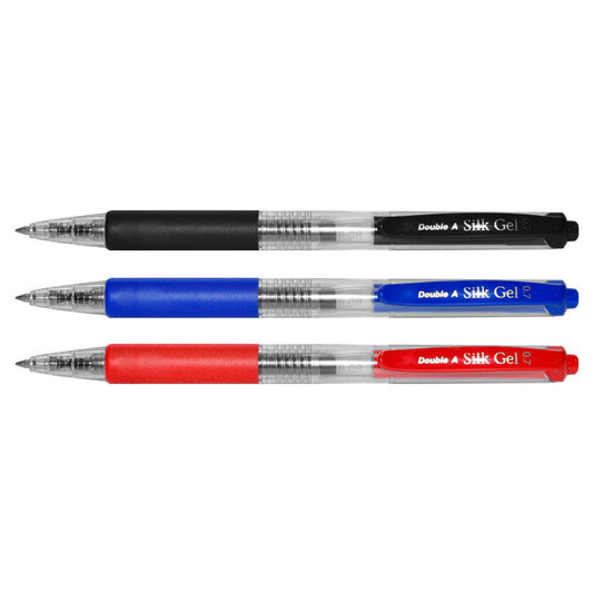 Double a Silk Gel Pen 0.7 mm (Black, Blue, Red) - Nejoom Stationery