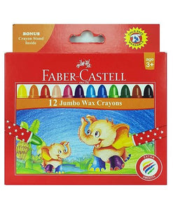 Faber-Castell 12 Color Jumbo Round Wax Crayons Multicolor - Nejoom Stationery