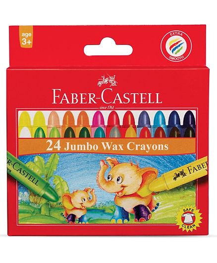 Faber-Castell 24 Color Jumbo Round Wax Crayons Multicolor - Nejoom Stationery