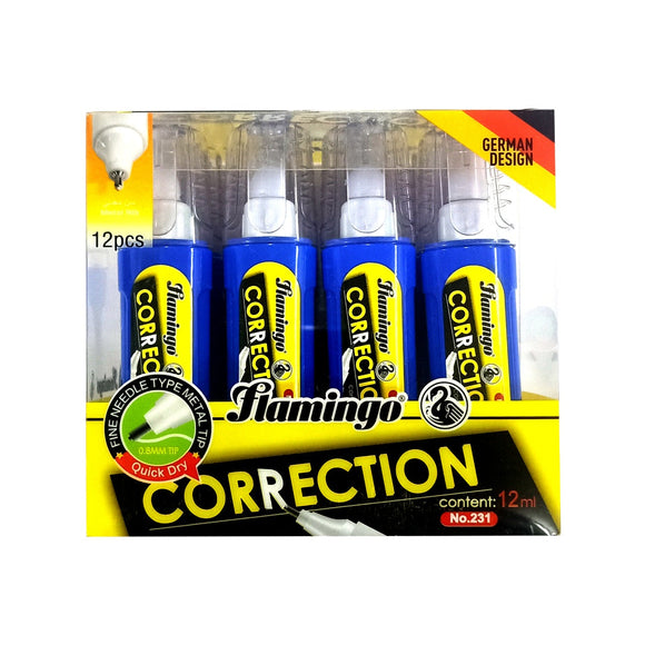 Flamingo Correction Pen Whitener 12ml 12 Pcs - Nejoom Stationery