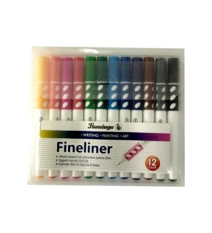 Flamingo Fine Liner 12 Color Fine Writing Art Painting - Nejoom Stationery