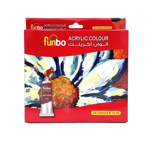 Funbo Acrylic cololur Paint Set 24 cololur X 12ml Tubes