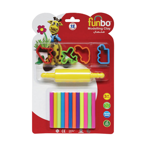 Funbo Alex Funbo Modeling Clay 100g 12 Neon Colours 4 Molds+1Roller