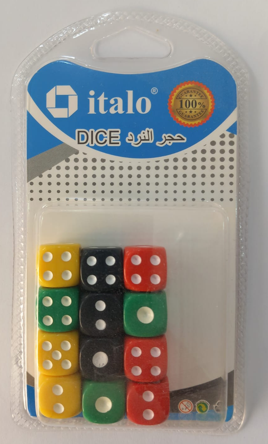 Italo Dice Assorted Colour 12pcs