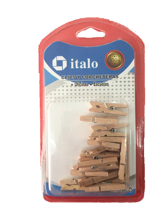 Italo Wooden Clips Mini Clips 25 mm - Nejoom Stationery