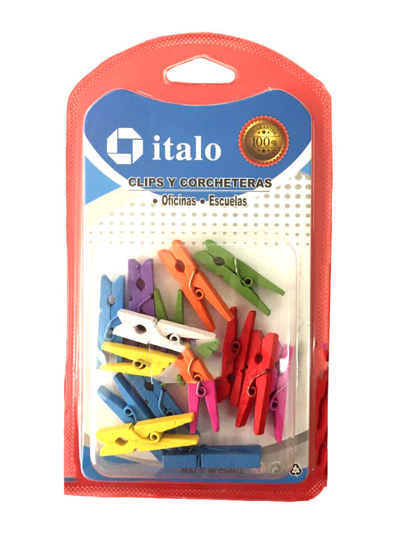 Italo Wooden Clips Mini Colorful Clips 25 mm Multi Colors - Nejoom Stationery