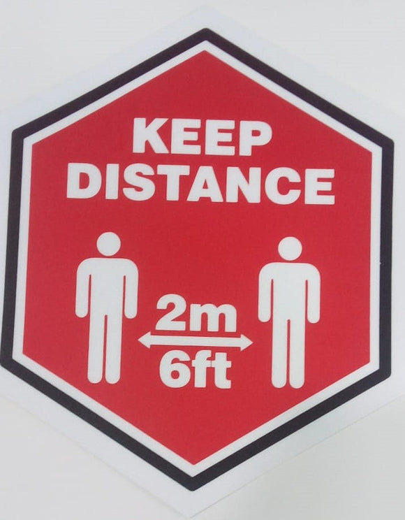 Keep Distance  2m/6ft Hexagon Sticker - Nejoom Stationery