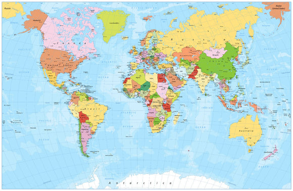 Mega-Map of the World 77.5 x 46 inches Country