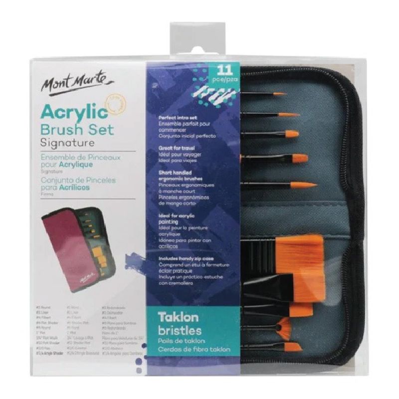 Mont Marte Acrylic Brush Set 11Pcs