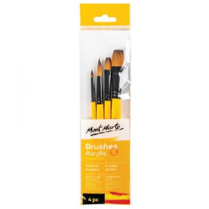 Mont Marte Yellow color Brush Set Gallery Acrylic 4Pcs