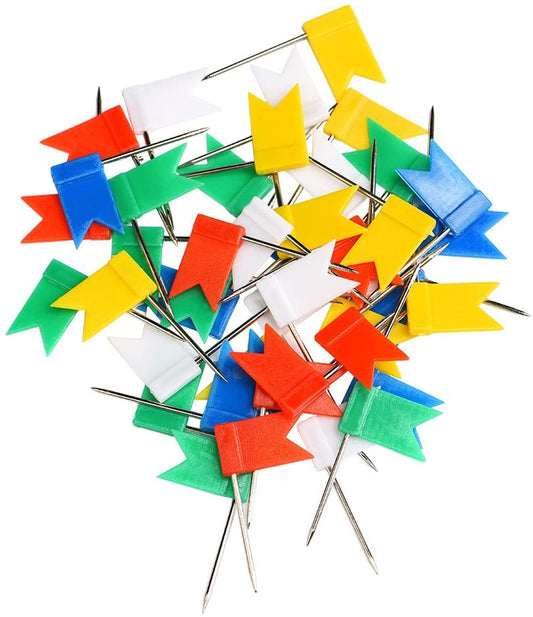 Multi-Color Map Flag Push Pins - Nejoom Stationery