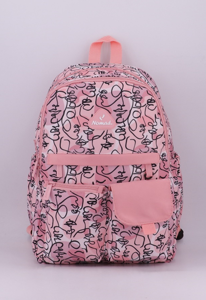 Nomad Kids Backpack Teen Scribble Lines Pink 16 inch