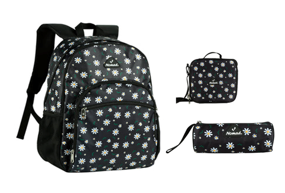 Nomad Kids Secondary 3in1  Daisy Power 18inch Backpack Bag, Lunch bag, Pencil pouch