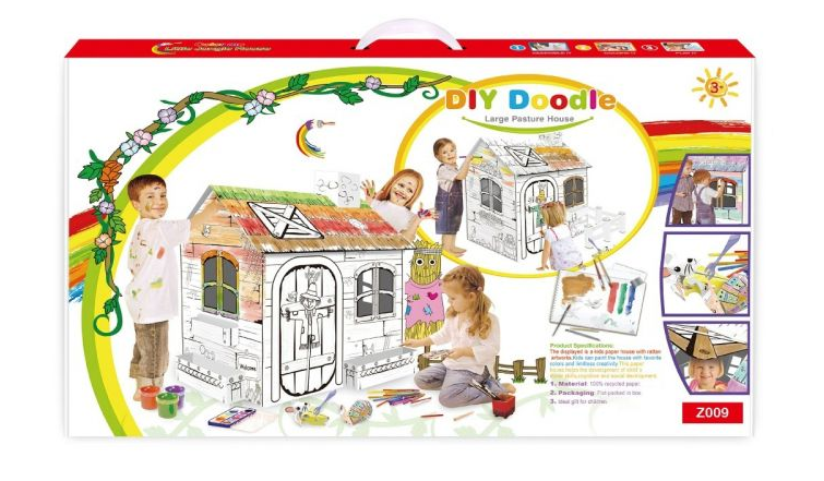 Pappu Diy doodle baby play house Z009, creative cardboard kids tent