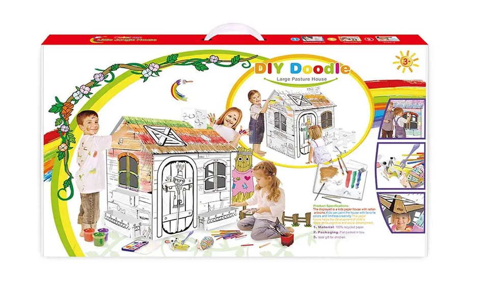 Pappu Diy doodle baby play house Z009, creative cardboard kids tent