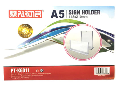 Partner Acrylic Sign Holder 148x210 mm  T Shape A5 Vertical & Landscape - Nejoom Stationery