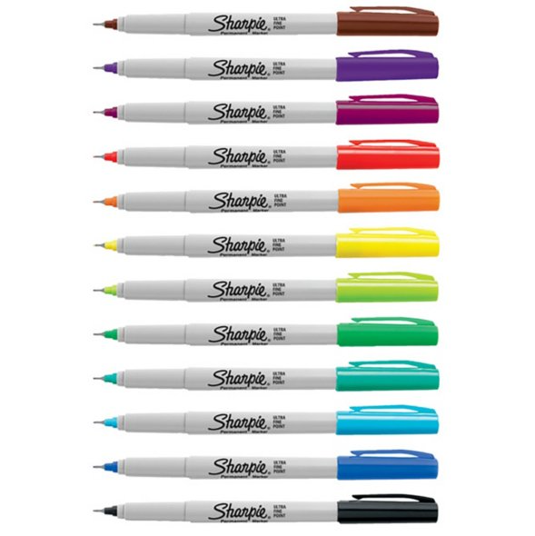 Sharpie Permanent Markers Ultra Fine point 12 colours