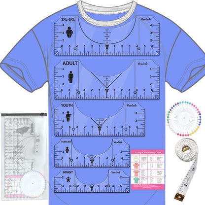 Spot T-shirt Guiding ruler round neck calibration alignment ruler-White