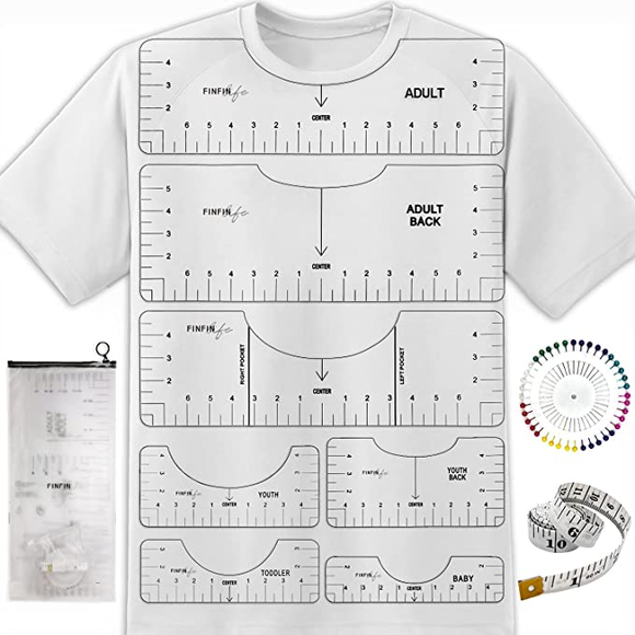 Alignment Ruler T Shirt Spot T-shirt Guiding ruler round neck calibration alignment ruler-Clear